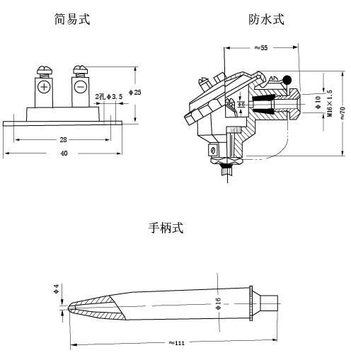 鎧裝熱電偶自由端（接線盒）形式